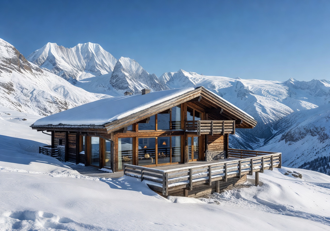 Alpine Sky Retreat in Switzerland surrounded by snow-capped mountains